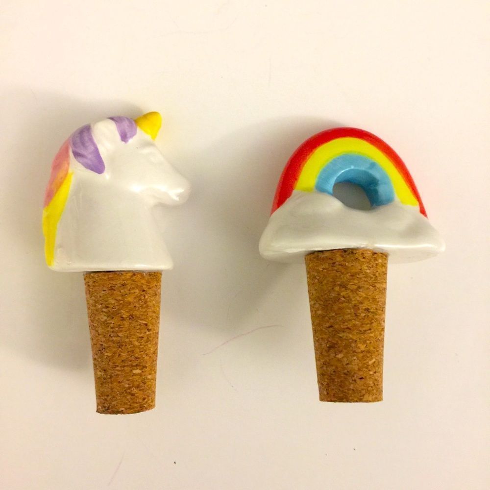 Kawaii Unicorn and Rainbow Wine Cork Stoppers